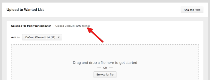 Upload to Bricklink wanted list